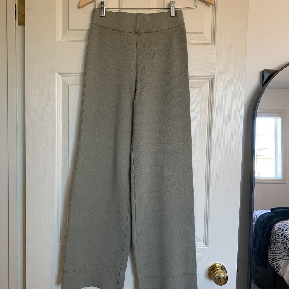 Knitted Khaki Flare Pants